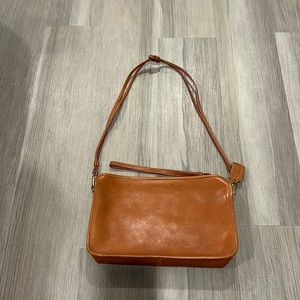 Vintage Coach New York City Tan Leather Clutch/ Shoulder Bag